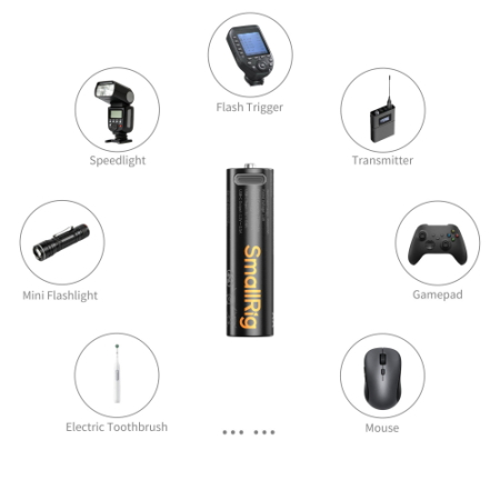 SmallRig 5768 - zestaw, 4x bateria/akumulator AA z portem USB-C - przykłady zastosowań